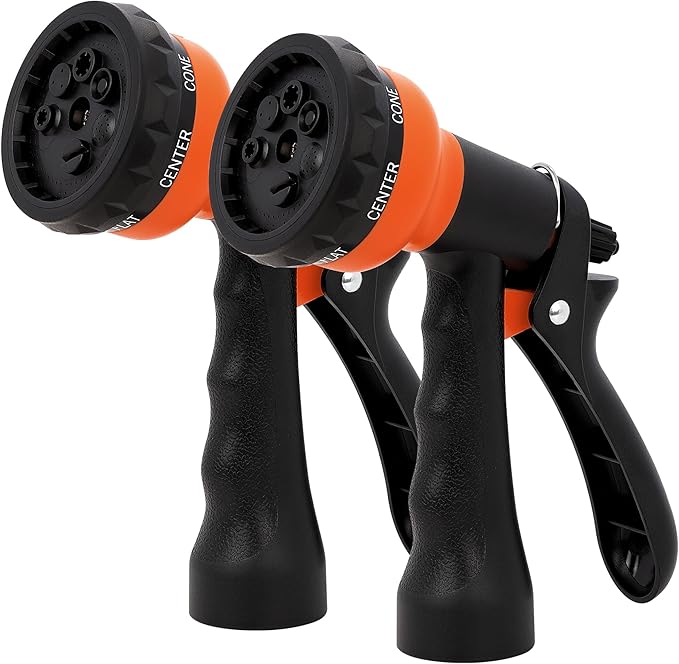 NEXCOVER Hose Nozzle 2PK, Garden Hose Nozzle with 7 Adjustable Watering Patterns, ABS Hose Nozzle Sprayer, Non-Slip Water Spray Nozzle for Watering Plants & Lawns, Cleaning, Washing Pets & Cars