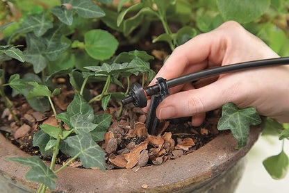 Raindrip R560DP Automatic Drip Irrigation Watering Kit with Timer for Containers and Hanging Baskets, Waters up to 20 Plants, Includes Timer with Customizable Settings and 20 PC Drippers Black