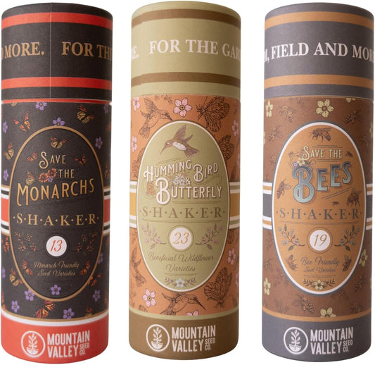 Pollinator Wildflower Seed Shaker Collection - ~300,000+ Wild Flower Seeds for Planting - Includes Hummingbird & Butterfly, Save The Monarchs, and Save The Bees Wildflower Mixes - Covers ~1,000 sq ft…