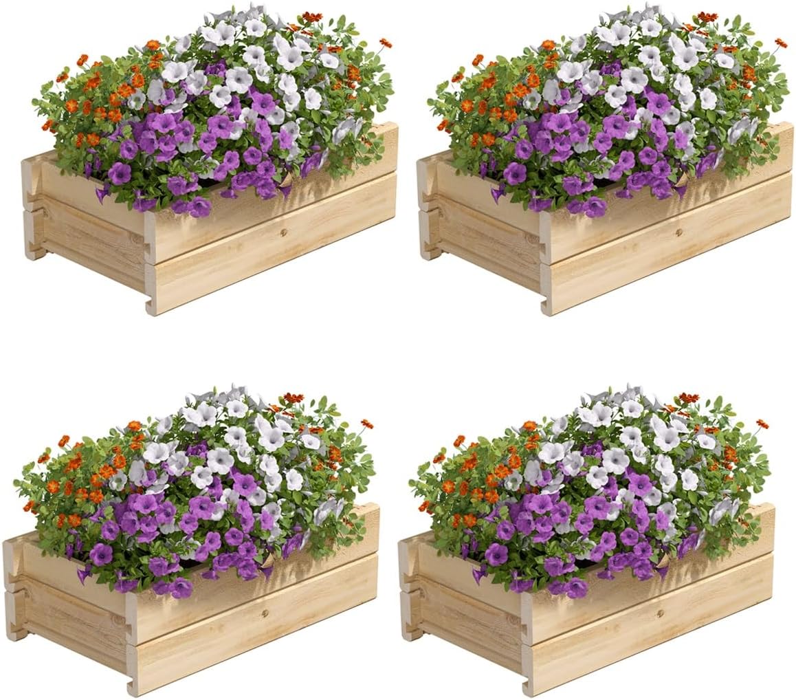 Greenes Fence Cedar Wood Planter Box, 21" x 11" x 7" (4-Pack) - Made in USA with North American Cedar