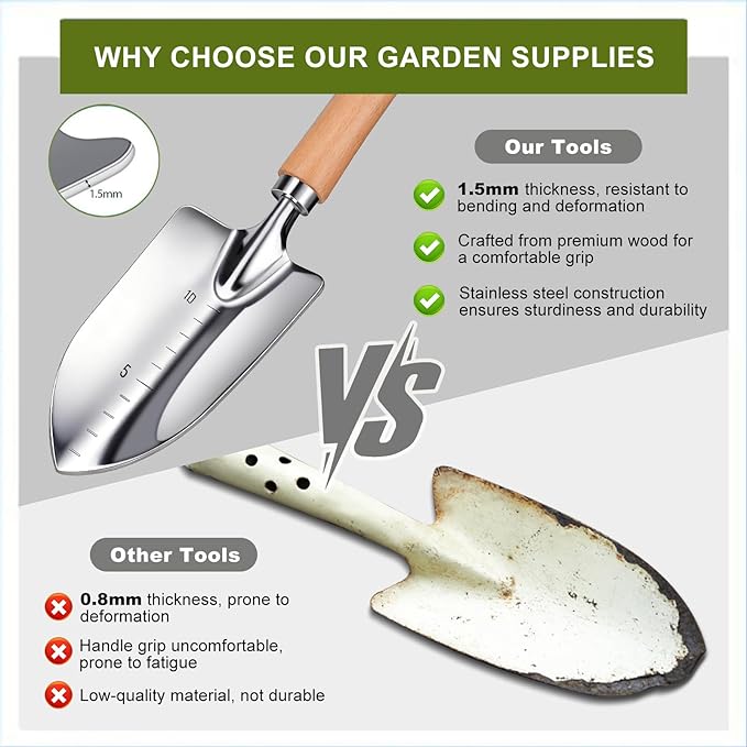 Kynup Gardening Tools, Garden Tools Set-9 Piece, Garden Hand Tool Kit with Cultivators, Thickened Stainless Steel, Rust-Proof, Gardening Supplies, Garden Stuff, Gifts for Women