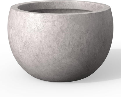 Kante 19.9" Dia Round Concrete Planter, Outdoor/Indoor Large Bowl Plant Pots with Drainage Hole and Rubber Plug for Garden Patio Balcony Home, Light Gray