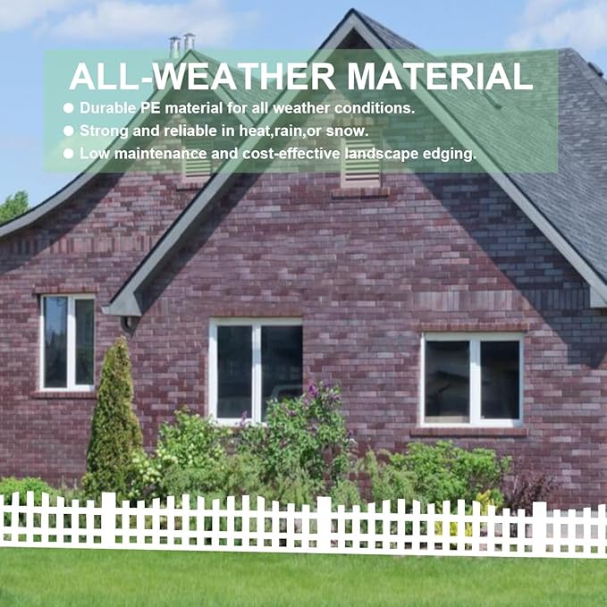 Garden Edging 33FT, Landscape Edging Borders [Extra Tall 4.9IN ] Flexible Lawn Edging Kit with 60pcs Stakes,Mini Plastic Fence for Tree Flowerbeds Grass Yard -White-2