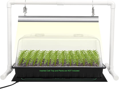 [Upgraded 1020 Size] Soligt Seed Starter Kit with Grow Light and Heat Mat - Strong Seed Starter Tray, 7" Humidity Dome and Grow Light Stand for Seed Starting, Seedling Germinating & Plant Propagating