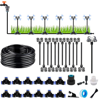 New drip Irrigation kit, Automatic Garden Watering System, Quick Connector and 360-degree Bending Dropper atomizing Copper Nozzle, Garden Plant Lawn Courtyard Watering System. (Cross Atomization)