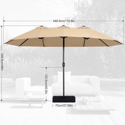 MASTERCANOPY Patio Outdoor Umbrella,15FT Double Sided Large Umbrella with Base