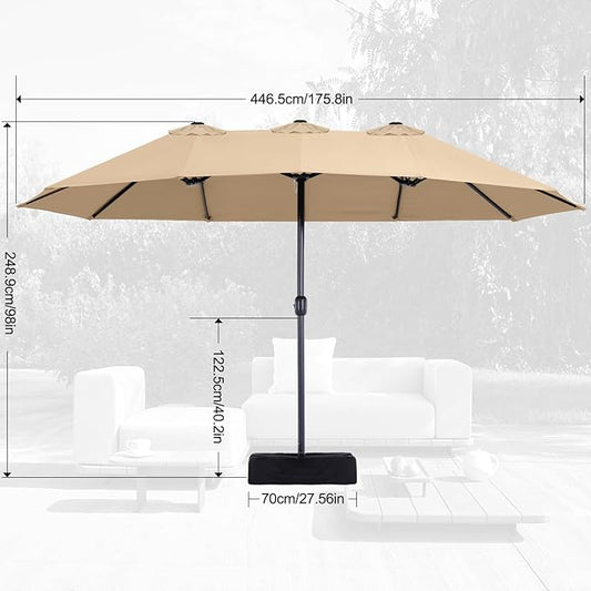 MASTERCANOPY Patio Outdoor Umbrella,15FT Double Sided Large Umbrella with Base