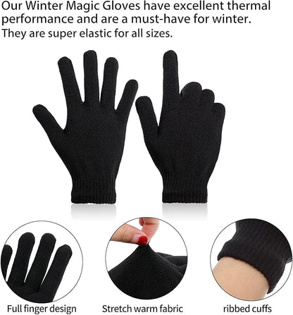 SATINIOR Magic Winter Gloves Unisex Gloves Knit Stretchy Mitten Full Fingers Warm Mitten for Men Women Sports