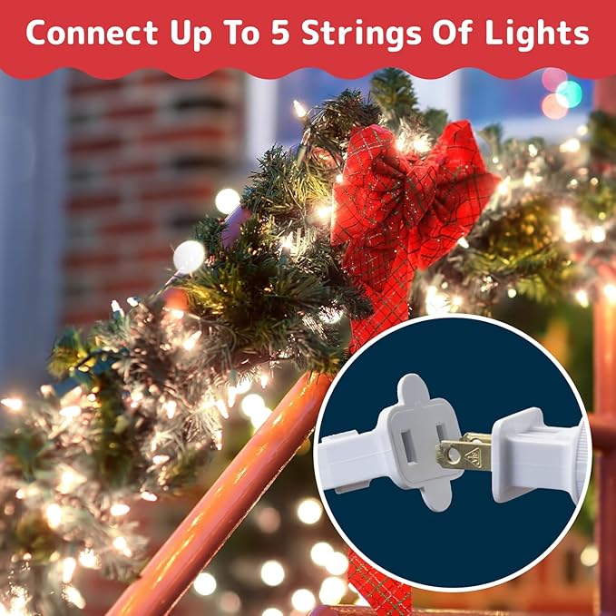 PREXTEX 100-Count Warm White Christmas Lights - 20 ft Clear StringLights on White Wire - Incandescent Xmas TreeLights for Indoor and Outdoor Decorations
