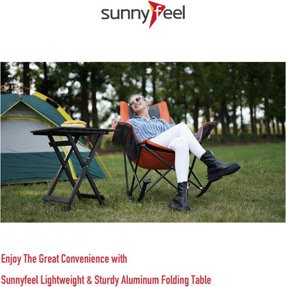 SUNNYFEEL Folding Camping Table - Lightweight Aluminum Portable Picnic Table, 18.5x18.5x24.5 Inch for Cooking, Beach, Hiking, Travel, Fishing, BBQ, Indoor Outdoor Small Foldable Camp Tables