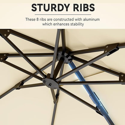 9' X 12' Cantilever Patio Umbrella 360°Rotation Rectangular Outdoor Large Offset Umbrellas Heavy Duty Windproof for Garden Deck Pool Backyard, Beige