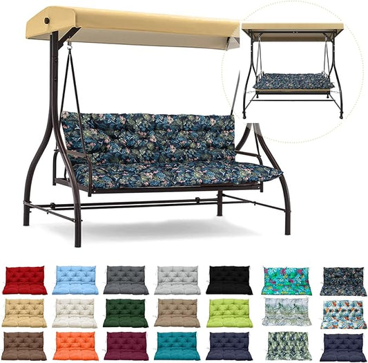 Swing Replacement Cushions with Backrest, 2 or 3 Seater Waterproof Non-Slip Overstuffed Swing Pad, Indoor/Outdoor Bench Cushion for Porch Chair Swings Garden Furniture (Hummingbird, 40 * 71 in)