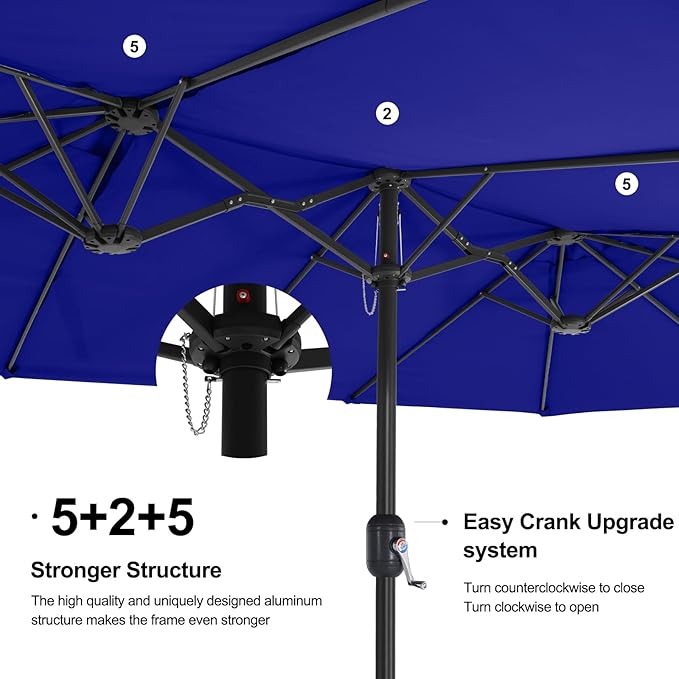MASTERCANOPY Patio Outdoor Umbrella,15FT Double Sided Large Umbrella with Base