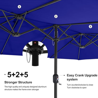 MASTERCANOPY Patio Outdoor Umbrella,15FT Double Sided Large Umbrella with Base