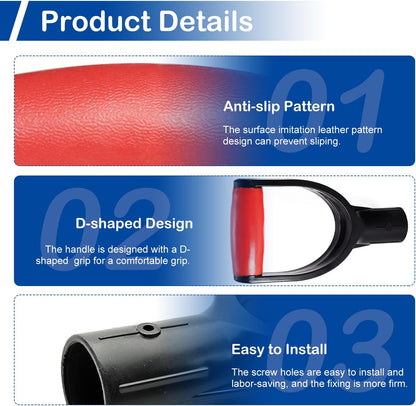 MroMax 2Pcs Shovel D Grip Handle, 1-1/4" Inner Diameter 32mm PVC Spade Snow Shovel Replacement Handle Garden Accessories for Digging Raking Tool Yellow-Black