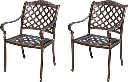 Outdoor Dining Chair Cast Aluminum Patio Chairs Set of 2 All-Weather Patio Dining Chair with Adjustable Feet for Backyard Garden (Royal Chair)