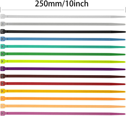 XINGO 100PCS Cable Zip Ties Heavy Duty, Premium Nylon Plastic Wire Ties with 50 Pounds Tensile Strength, Self-Locking Black Nylon Zip Ties for Indoor and Outdoor (10 inch, Black)