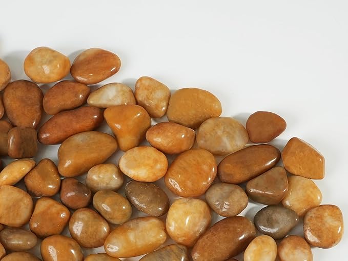 12 LBS River Rocks, StoneCreek, Decorative Garden Stones for Plant Landscaping, Polished Gravel Filler Pebbles for Home Decoration, Vases, Succulents, Flower Beds and Fish Tanks (Pale Yellow, Medium)