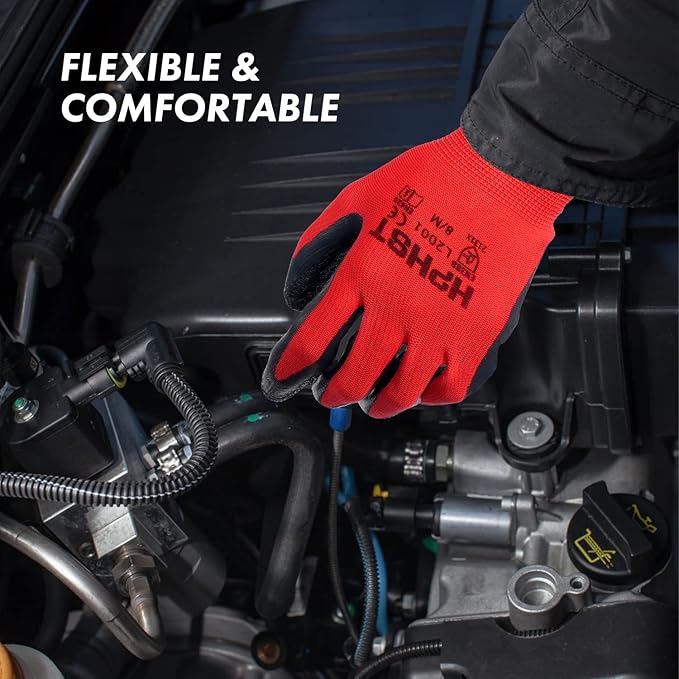 Latex Rubber Hand Coated Work Gloves - Safety Work Gloves - Excellent Grip for Construction Warehouse Garden 12 Pairs