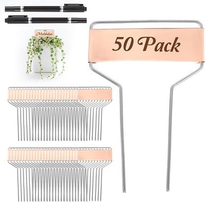 50 Pcs 4 Inch Copper Plant Tags, Metal Plant Labels, Waterproof Garden Label Markers, Weatherproof Metal Garden Tags Plant Labels, Marking Protection Seedling Signs Nursery Tags with 2 Permanent Pen