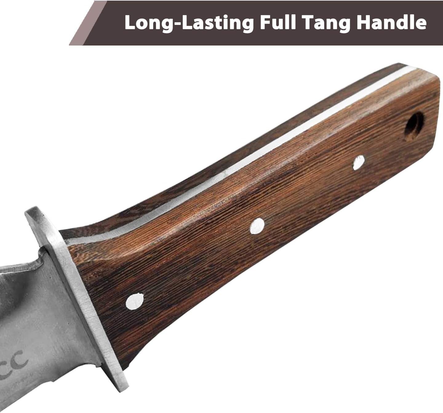 gonicc Professional Hori Hori Garden Knife with Leather Sheath, Protective Handguard, High polished 440 Stainless Steel Blade, Sharpening Stone Included, for Weeding, Digging, Pruning, and Cultivating