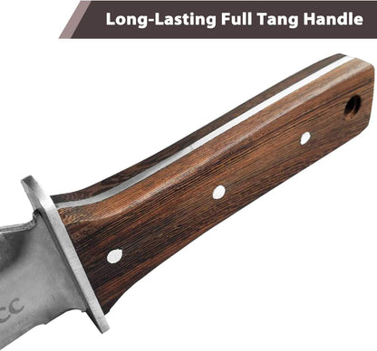 gonicc Professional Hori Hori Garden Knife with Leather Sheath, Protective Handguard, High polished 440 Stainless Steel Blade, Sharpening Stone Included, for Weeding, Digging, Pruning, and Cultivating