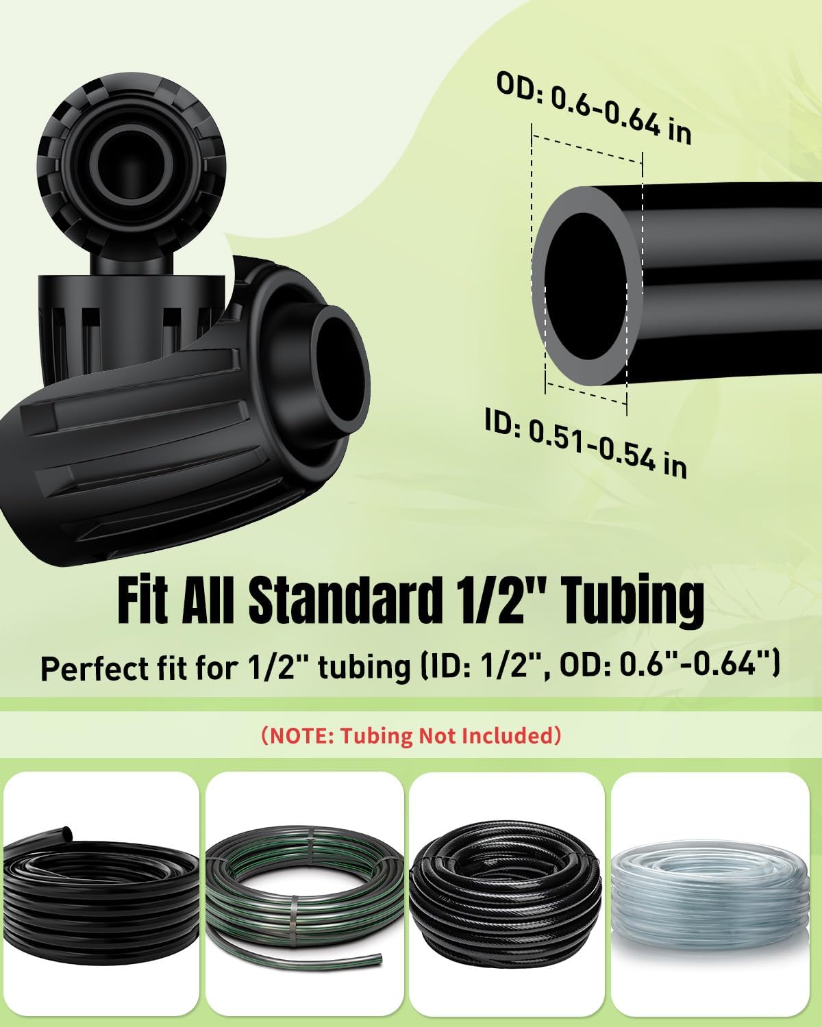 Pawfly 15 Pcs Drip Irrigation Fittings for 1/2 Inch Irrigation Tubing, Barbed Elbow Parts for Garden Irrigation System, 1/2" Drip Line Connectors with Anti-Drop Lock Nuts (1/2" ID x 0.64" OD)