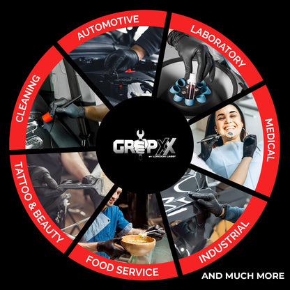 Heavy Duty 6 Mil Black Nitrile Gloves - Disposable, Latex & Powder Free | Mechanic, Food Prep & Tattoo | Rubber Gloves for Cooking, Cleaning & Household | Pack of (100)