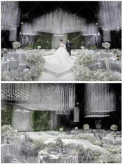 WAZHRMGHG Clear Acrylic Crystal Garland Strands Hanging Chandelier Bead Chain Ornament String Decorations for Chandelier Christmas Tree Wedding Party Celebration (33FT(10M))