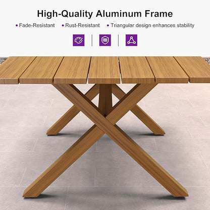 PURPLE LEAF 12 Pieces Outdoor Dining Set with Patio Aluminium Dining Table and Wicker Chairs Modern Furniture Cushions Sets for Backyard Indoor Decor Kitchen Teak