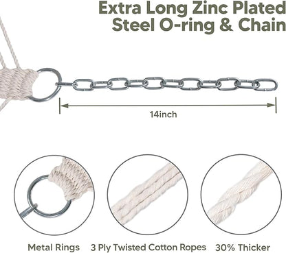 SUNCREAT 2 Person Hammocks for Trees, Lightweight Hammock for Outdoor, Patio, Garden, Backyard, Green Stripes