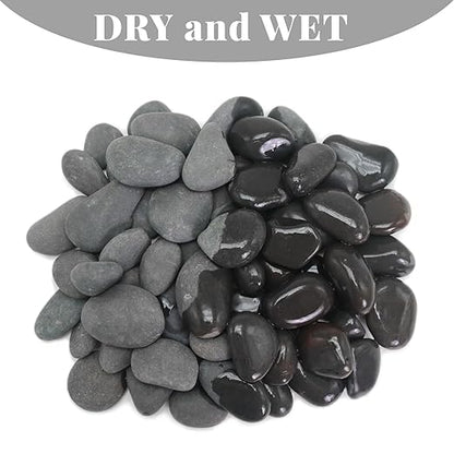 20LB Black Stones Pebbles River Rocks, Natural Beach Pebbles, 0.8-1.5" Decorative Rocks- Ideal for Garden Landscaping, Home Decor, Aquariums, Painting, Crafting and Gifts, Black Colors