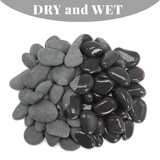 10LB Black Stones Pebbles River Rocks, Natural Beach Pebbles, 0.8-1.5" Decorative Rocks- Ideal for Garden Landscaping, Home Decor, Aquariums, Painting, Crafting and Gifts, Black Colors