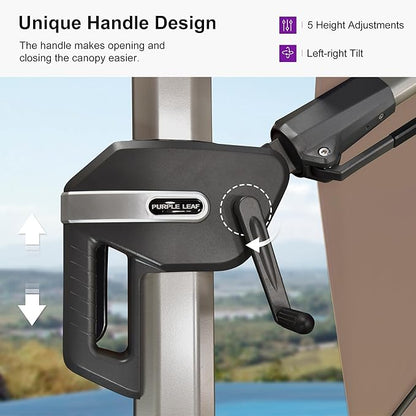 PURPLE LEAF 9' X 12' Left-right Tilting Patio Umbrella Outdoor Swivel Cantilever Umbrella Aluminum Offset Umbrella with Champagne Frame and 360-degree Rotation for Garden Deck Pool, Taupe