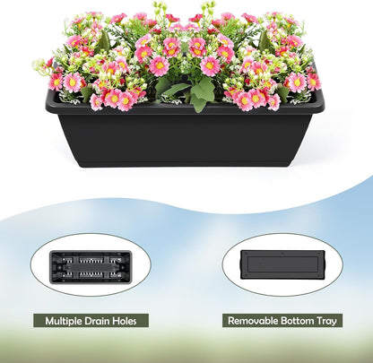 Vertical Garden Planter 4 Tier Planters for Outdoor Plants Vertical Raised Garden Bed with Drainage Holes Herb Garden Planter Outdoor Indoor Patio Yard Balcony (Black)