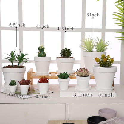 Yishang Large Terra Cotta Pots with Saucer- 4 Pack Large 6'' Terra Cotta Plant Pot with Drainage Hole, Flower Pot with Tray, Terracotta Pot for Indoor Outdoor Plant(White)