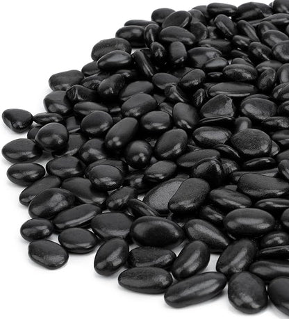 Mr. Fireglass 5 lbs Black Pebbles, 3/8" Natural Decorative Polished River Rocks Aquarium Gravel for Indoor Plants, Vases, Succulents and Outdoor Garden Landscaping