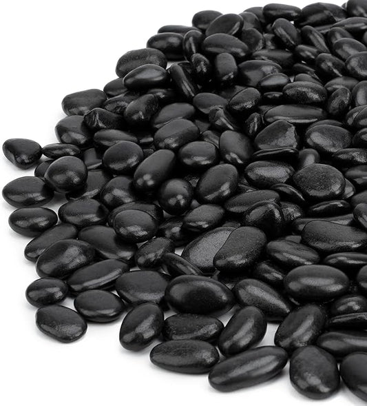 Mr. Fireglass 5 lbs Black Pebbles, 3/8" Natural Decorative Polished River Rocks Aquarium Gravel for Indoor Plants, Vases, Succulents and Outdoor Garden Landscaping