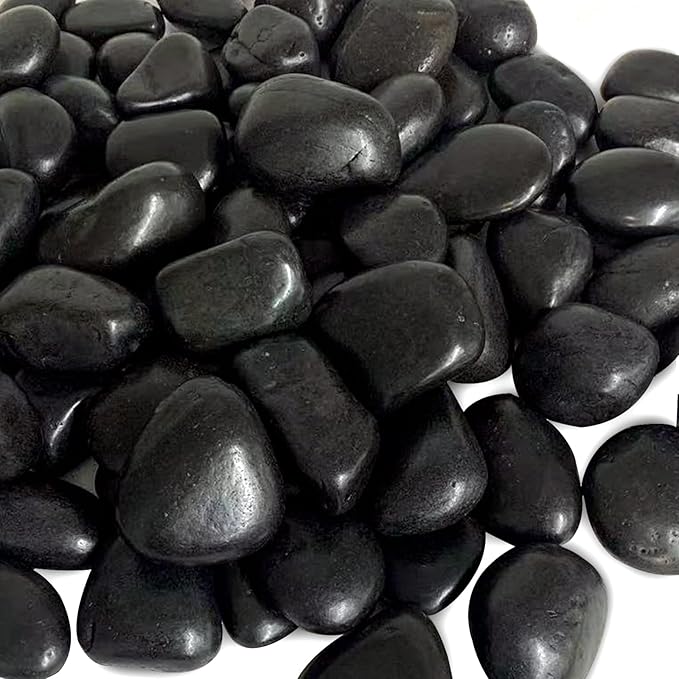 20 Pounds Black Natural Decorative River Pebbles, 2-3 Inch Black Ornamental River Pebbles for Garden Landscaping, Home Décor, Outdoor Paving, Fountain Decoration.