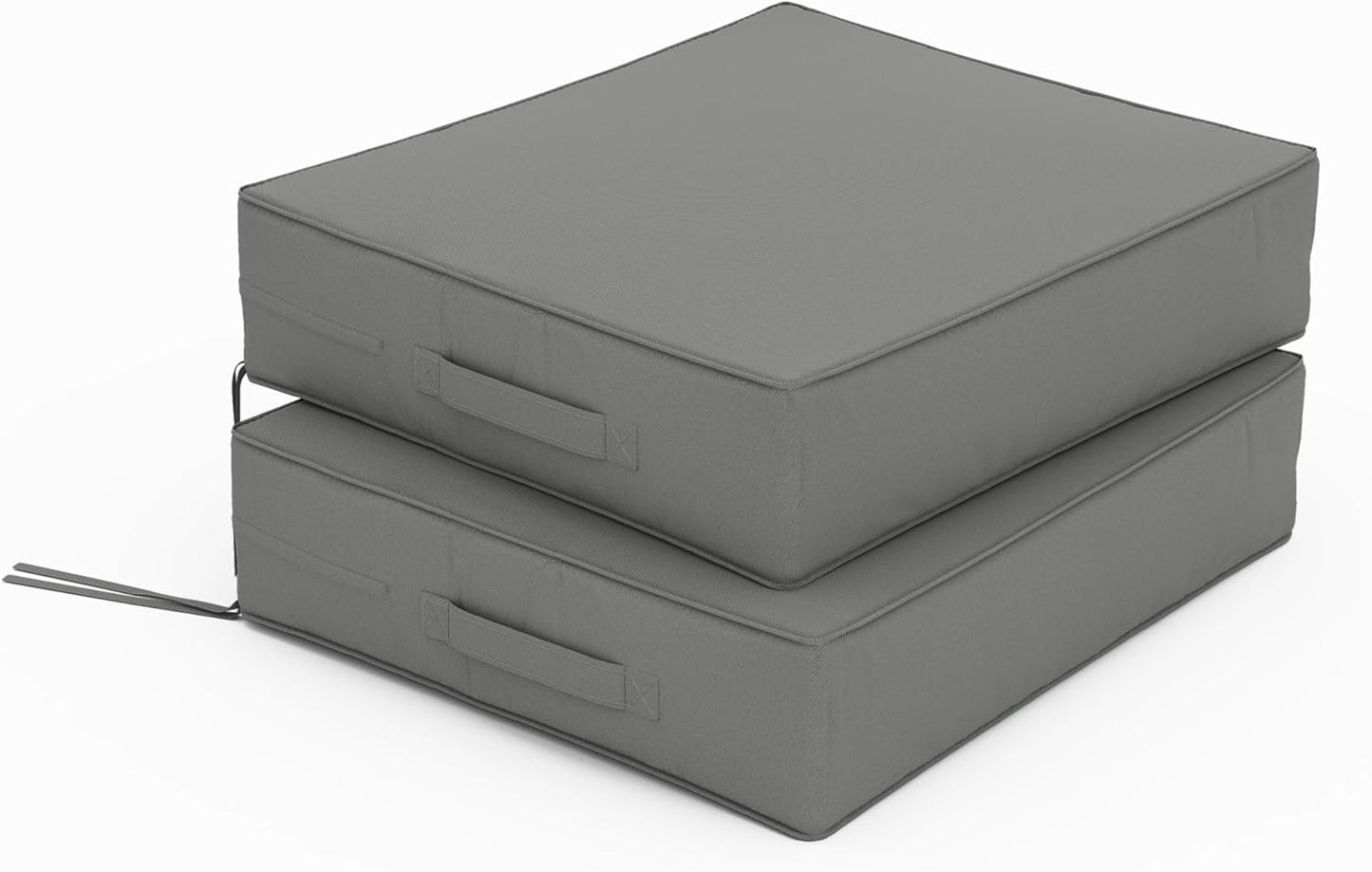 Patio Chair Cushions 18.5 X 16 X 4 Inch Waterproof Outdoor Seat Cushions for Patio Furniture, Outdoor Sofa Couch Pads with Ties & Handle, Set of 2, Light Grey
