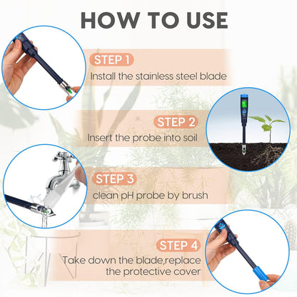 Digital pH Tester for Soil, Soil pH Test Kit for Indoor Potted Plants, Professional pH Meter for Soil and Water, Measuring Soil pH for Garden, Grass,Lawn, Greenhouse,Outdoor,Farming, Yard Use