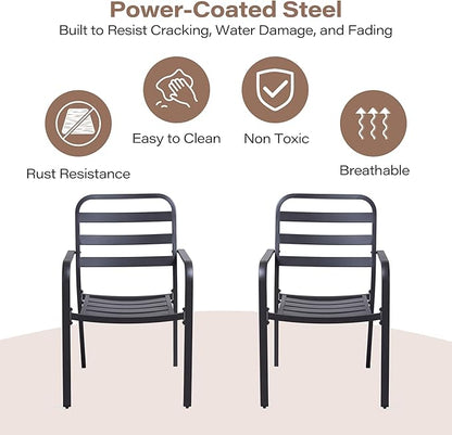 LAUSAINT HOME A-Frame Outdoor Dining Table Set for 4 with 4 Hooks, Patio Furniture Set for Garden, Backyard and Patio, for Family, Holiday and Winter, Black