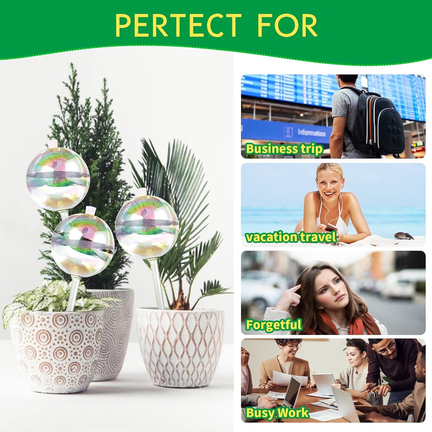 13 oz Up 2 Weeks Large Plant Watering Globes - Self Watering Bulbs for Indoor & Outdoor Plants, Glass Water Globes, Slow Watering for Plants While Away, Self Watering Planter Insert 4 Pack