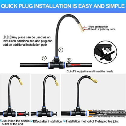 Drip Irrigation Kit Automatic Watering System for Potted Plants, 360 Degree Adjustable Copper Micro Sprinklers, Quick Connect Tubing Fittings for Garden, Lawn, Patio, Balcony(15 Nozzles Ⅱ)