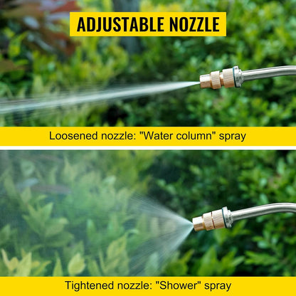 Happybuy 3.5 Gallon Stainless Steel Sprayer, 20" Wand & 3FT Reinforced Hose, Pressure Gauge, Safety Valve&Adjustable Nozzle, Garden Weed Pump Sprayer for Lawn, Gardening