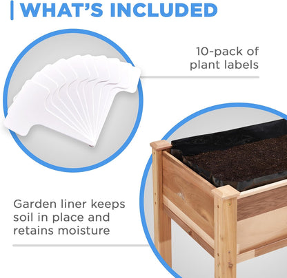 Jumbl, Cedar Raised Garden Bed, Elevated Wood Planter for Growing Fresh Herbs, Vegetables, Flowers, Succulents - 72x23x30”