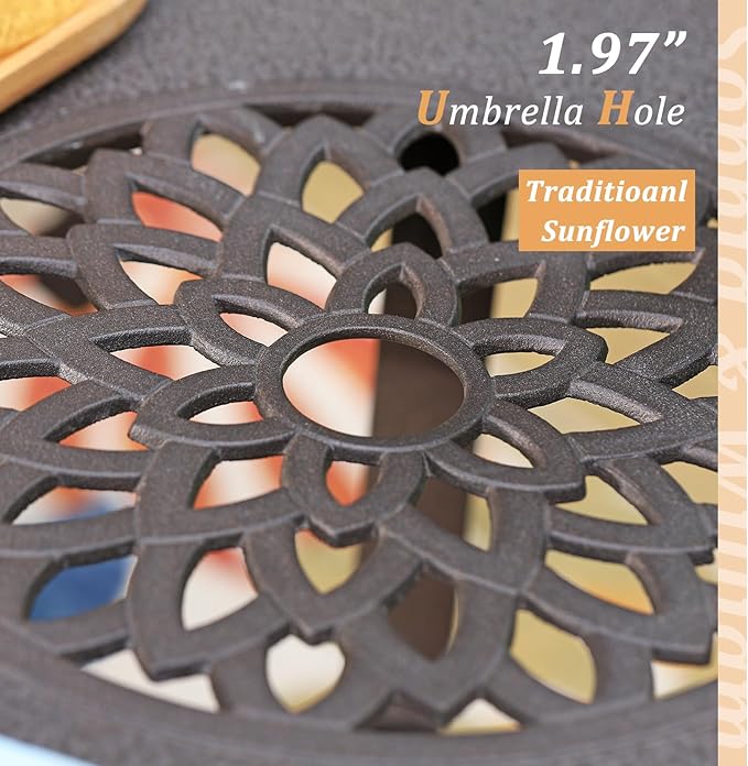 Sophia & William Cast Aluminium Patio Bar Height Table Round with 1.97" Umbrella Hole, Premium Bronze Outdoor Tall Pub Height Bistro Table for Porch Balcony Backyard, 32" Dia x 41" H