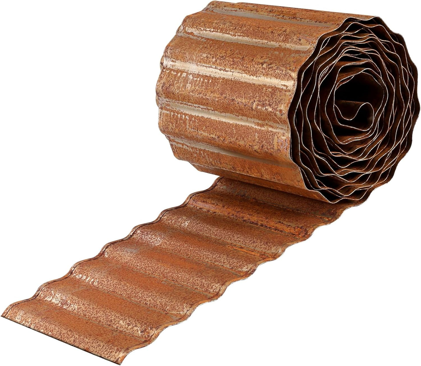 Corrugated Metal Garden Edging, 6"×40Ft Durable Metal Landscape Edging, Modern Corrugated Design for DIY Flower Beds and Landscaping Borders(Rusty)