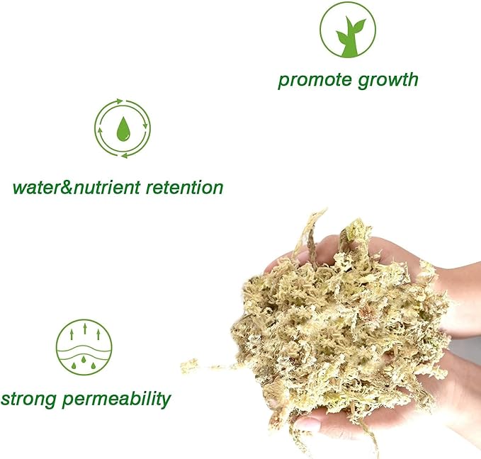 Halatool 6OZ Natural Sphagnum Moss for Plants 8 QT Premium Peat Moss Dried Long Fiber Orchid Moss for Orchid Repotting Carnivorous Succulents Garden Flowers Crafts Terrarium and Reptiles