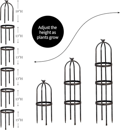 Evergreen 7 Feet Garden Metal Garden Obelisk Trellis for Climbing Plants Outdoor | Indoor Plant Trellis for Potted Plants | Floral Pattern Arch Trellis | Bronze